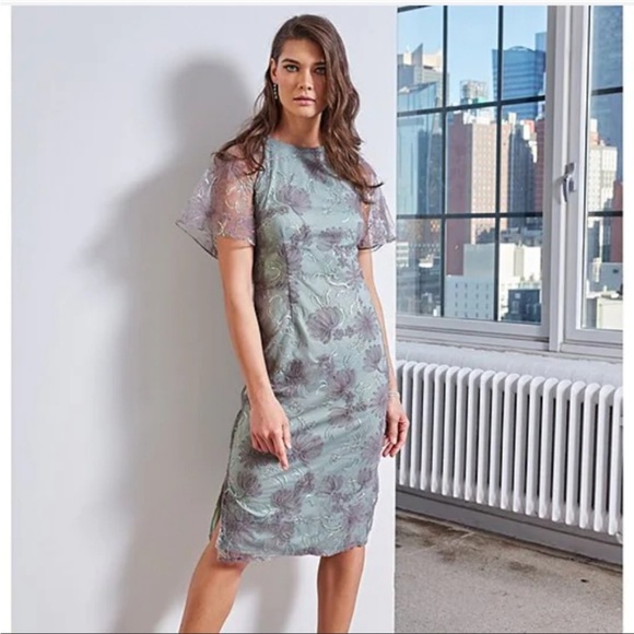 JS COLLECTIONS Remy Flutter Sleeve Cocktail Dress size 6 - Picture 1 of 10